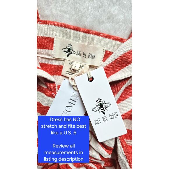 JBQ JUST BEE QUEEN Tulum chili striped goop resort midi dress nwt $635 m US-6 - Picture 15 of 16